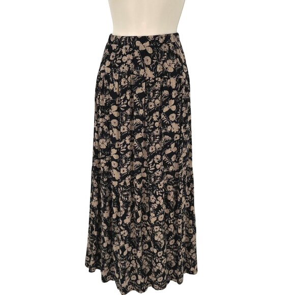 NATURAL LIFE Dresses & Skirts - NWOT Natural Life Womens Black & Beige Floral Elastic Waist Maxi Skirt Size M